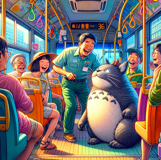 A Cat Hopping on the Bus